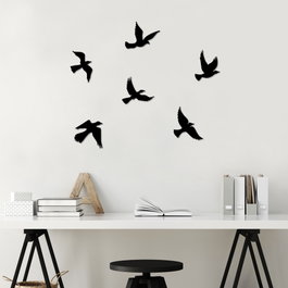 Wallity Flying Birds Escultura de Pared de Metal Negro